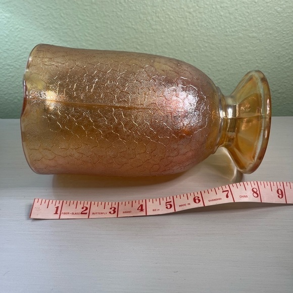 Vintage Jeannette Iridescent Crackle Marigold Carnival Glass Pitcher 8" - Picture 12 of 12